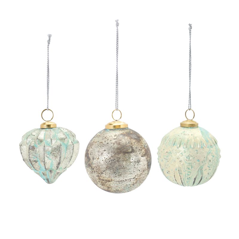 Distressed Mercury Glass Ornmanet (Set of 6)