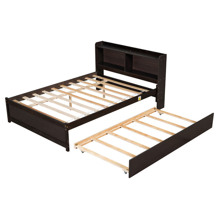 Full Bed with Trundle,Bookcase,White