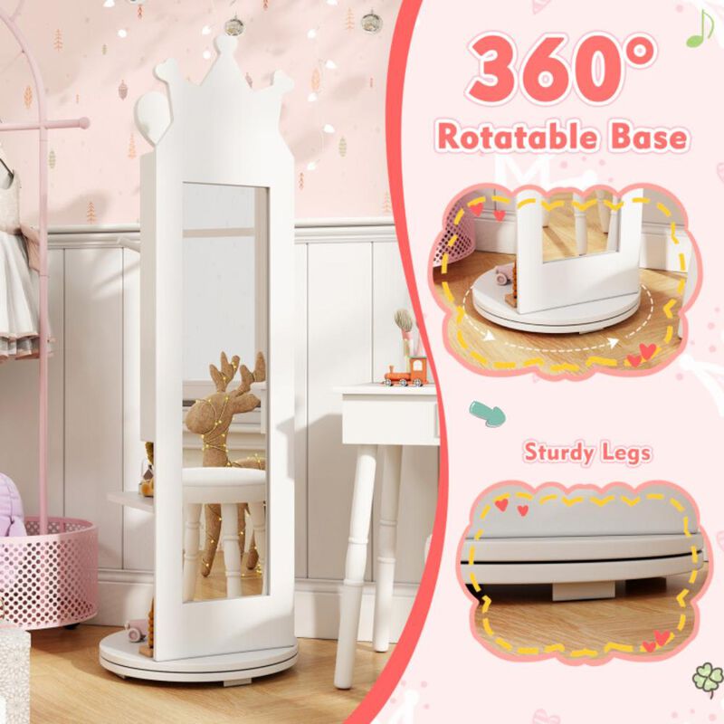 Hivvago Free-Standing Full Length Mirror Kids Jewelry Armoire Cabinet