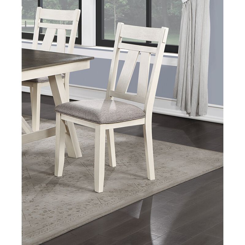 Dining Room Furniture Set Of 2 Chairs Fabric Cushion Seat Clean Lines Side Chairs