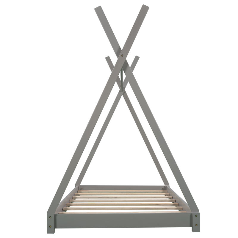 Merax Twin Size House Platform Bed with Triangle tructure