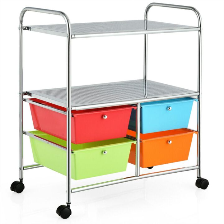 Hivvago 4 Drawers Shelves Rolling Storage Cart Rack