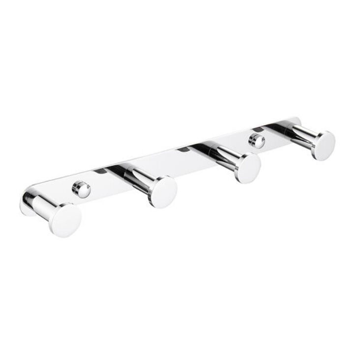 Matte Black Wall-Mounted Towel Hook Rack, 4 Stainless Steel Hooks