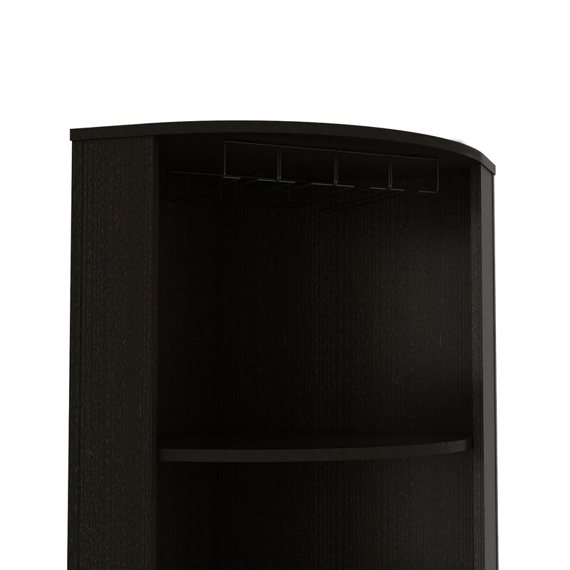 DEPOT E-SHOP Egina Corner Bar Cabinet, Two External Shelves, Black