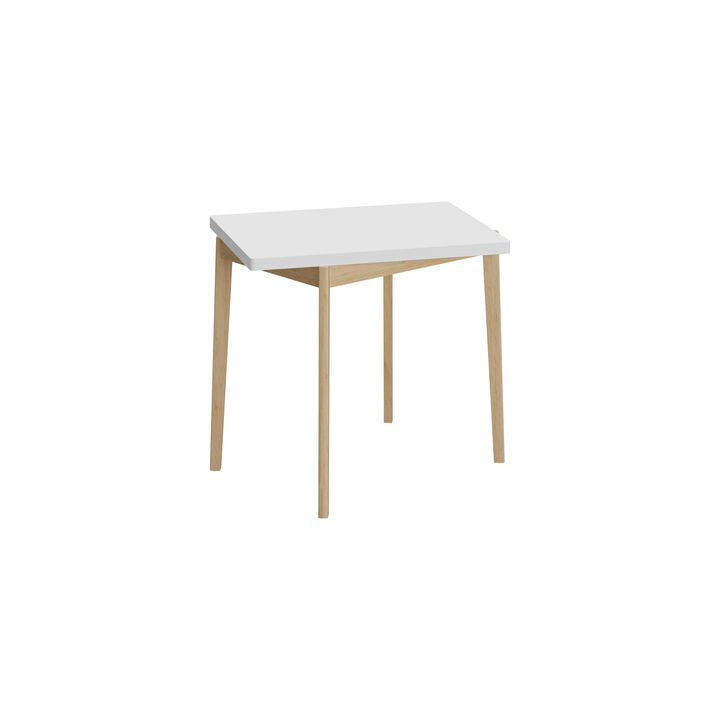 FUFU&GAGA Expandable Office Desk, Modern Folding Desk with Eco-Friendly Rubberwood Legs, (47.2" L x 31.5" W x 29.3" H) ,White