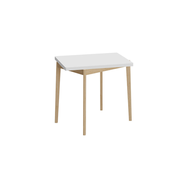 FUFU&GAGA Expandable Office Desk, Modern Folding Desk with Eco-Friendly Rubberwood Legs, (47.2" L x 31.5" W x 29.3" H) ,White