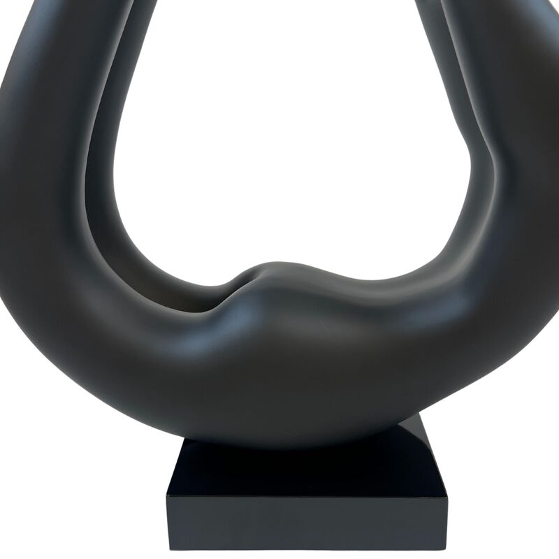 Yoga Floor Sculpture Black with Bronze Resin Handmade 59" Tall