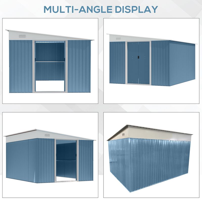 Blue Garden Storage: 11'x9' Shed with Lockable Doors and Air Vents