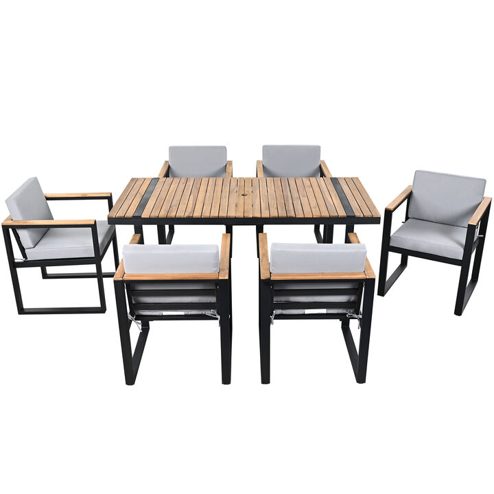 Merax 7 Pieces Outdoor Dining Set Patio Dining Table and Chair Set