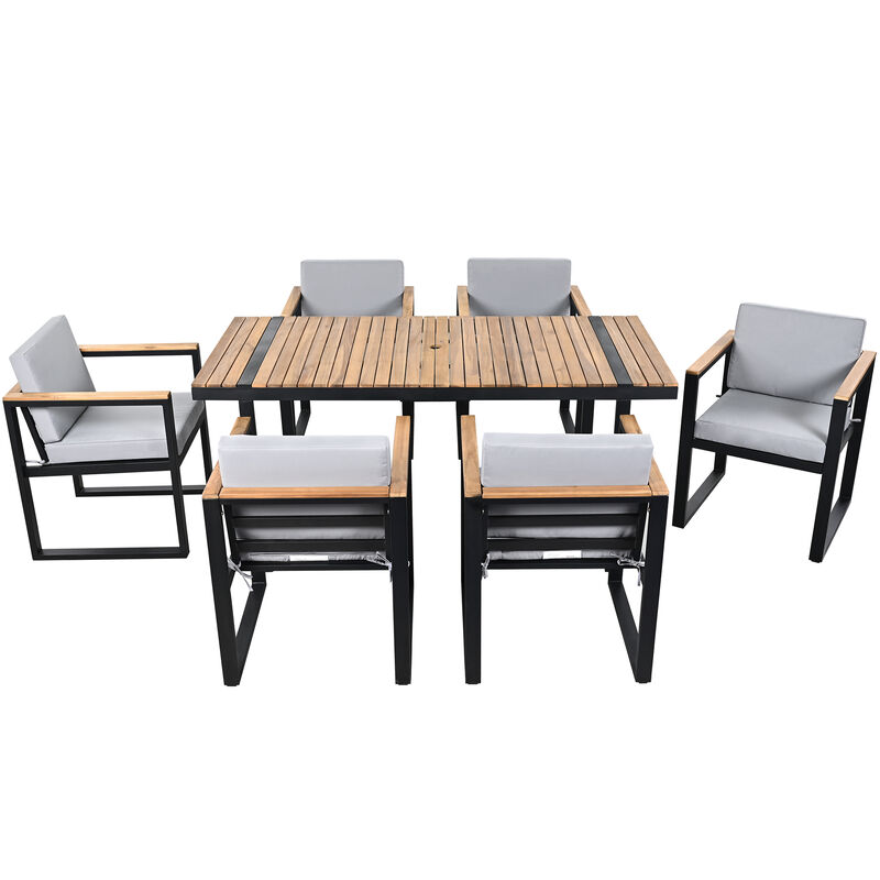 Merax 7 Pieces Outdoor Dining Set Patio Dining Table and Chair Set