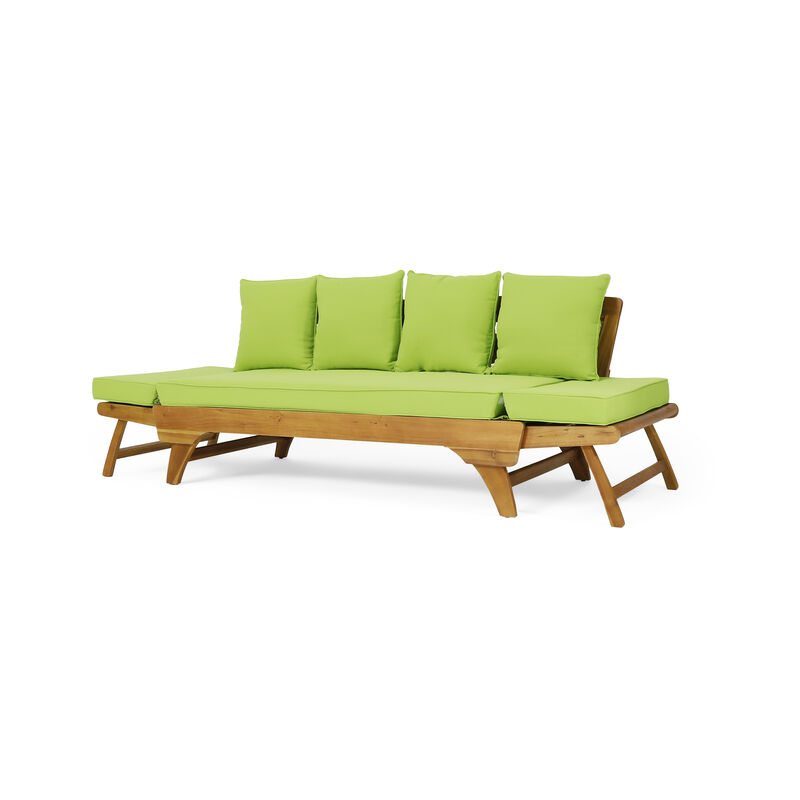 Merax Acacia Wood Patio Convertible Couch Sofa Bed