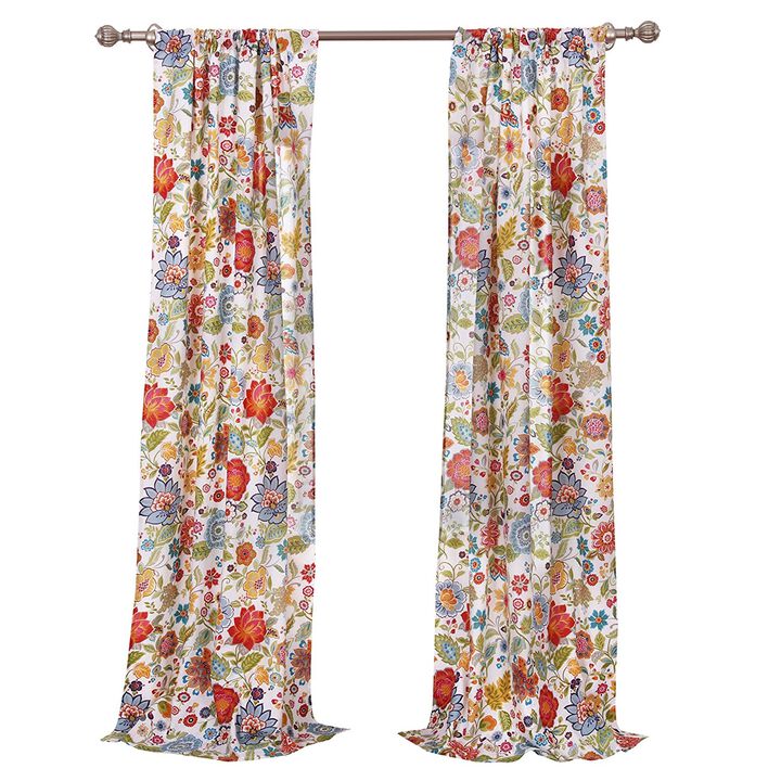 Greenland Home Fashion Astoria Sun Protection Window Curtain Panel Pair With Tie Backs - 2 - Piece - White 42x63"