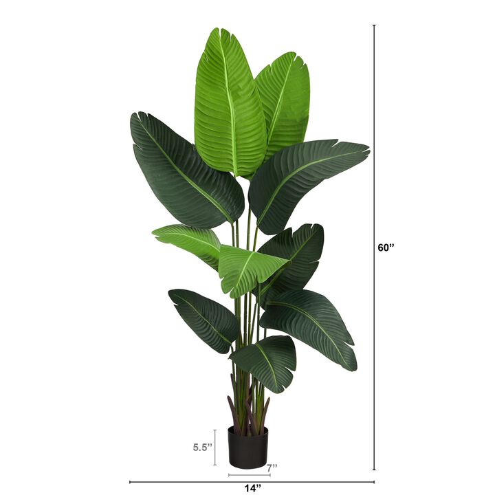 Hivvago 5 Feet Travelers Palm Artificial Tree