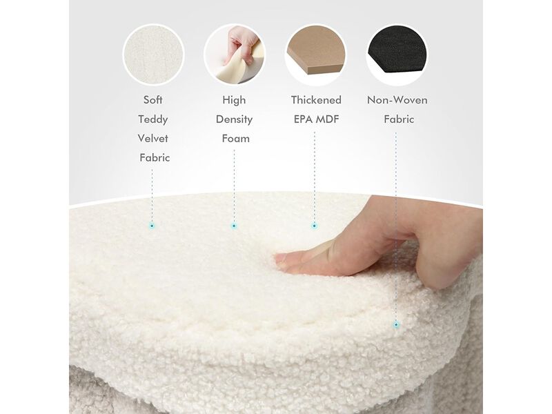 B FSOBEIIALEO Boucle Ottoman Seat for Dorm Room