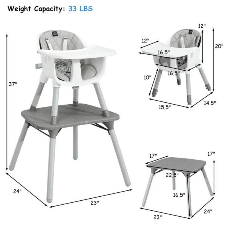 Hivvago 4-in-1 Baby Convertible Toddler Table Chair Set with PU Cushion