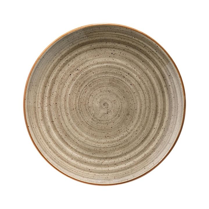 Terrain dia.7.5" Round Brown Porcelain Plate (Set of 4)