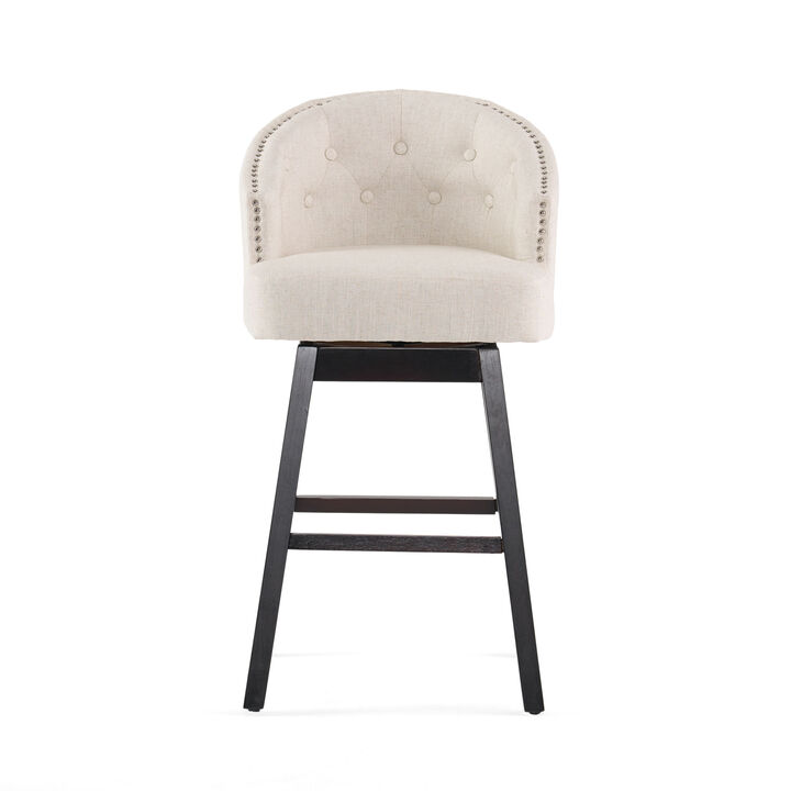 Christopher Knight Home Ogden Swivel Bar Stools with Button Tufting and Nailhead Accents (Set of 2)