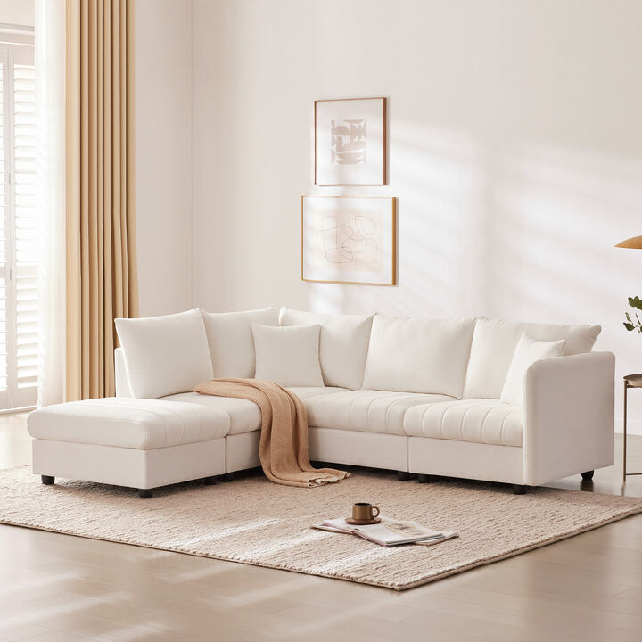 Merax 5-Seat Sofa Couch with Convertible Ottoman