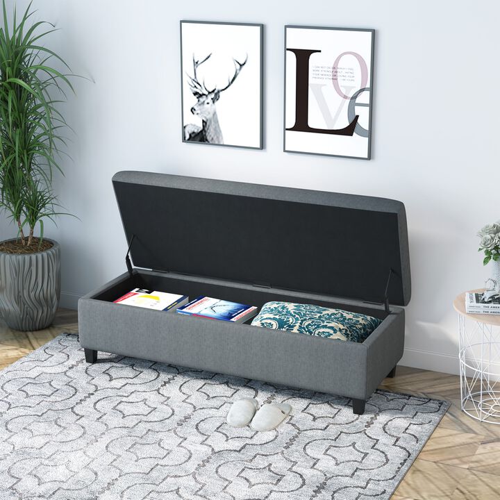 Spacious Brown Seat: 50" Lift-Top Ottoman Storage Bench