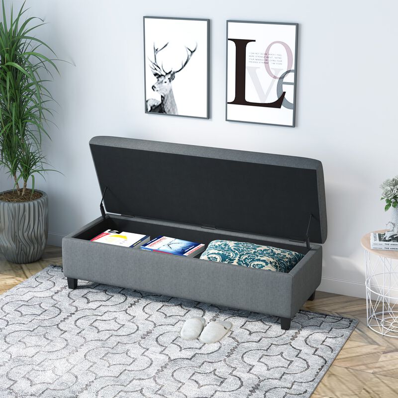Spacious Brown Seat: 50" Lift-Top Ottoman Storage Bench