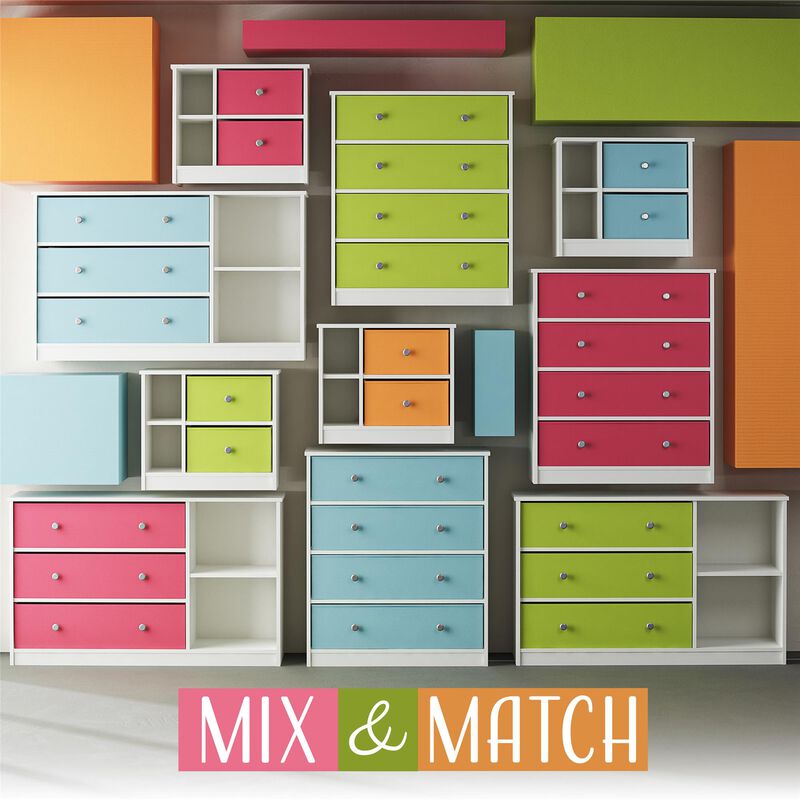 Mya Park Tall Dresser with 4 Fabric Bins