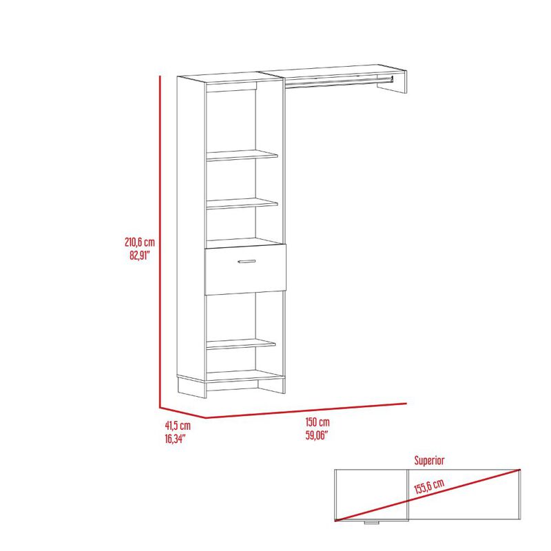 150 Closet System British, Bedroom, White