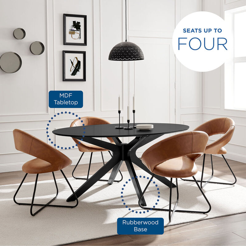 Modway - Traverse 63" Oval Dining Table Black Black