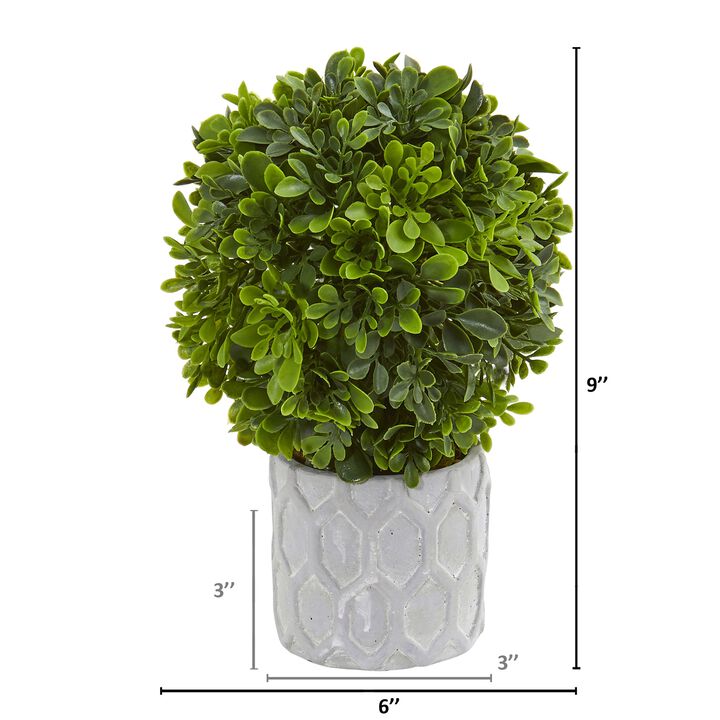 Hivvago 9" Boxwood Artificial Mini Topiary (Set of 3)