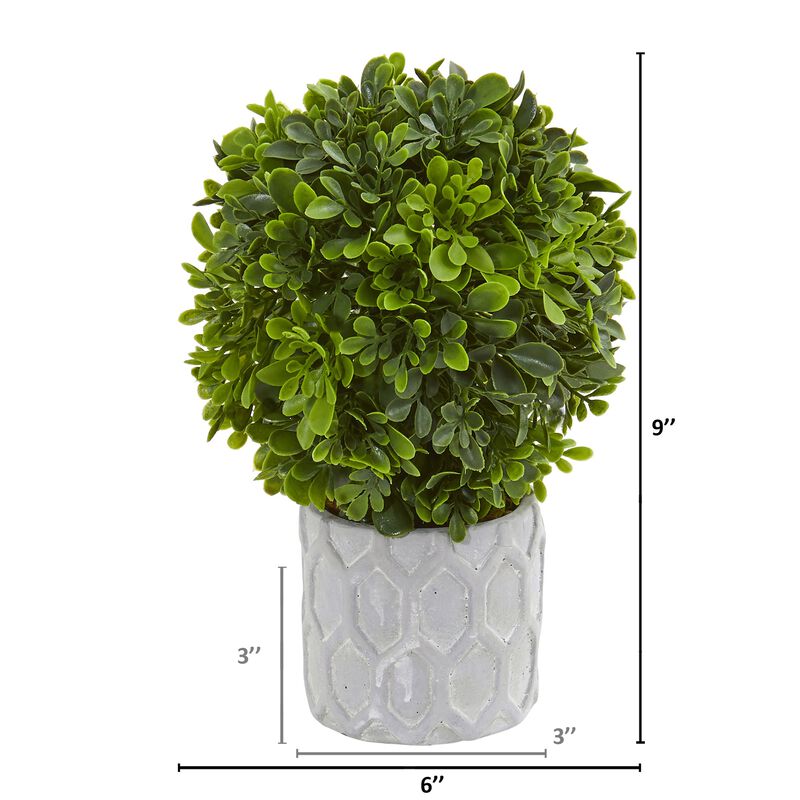 Hivvago 9" Boxwood Artificial Mini Topiary (Set of 3)
