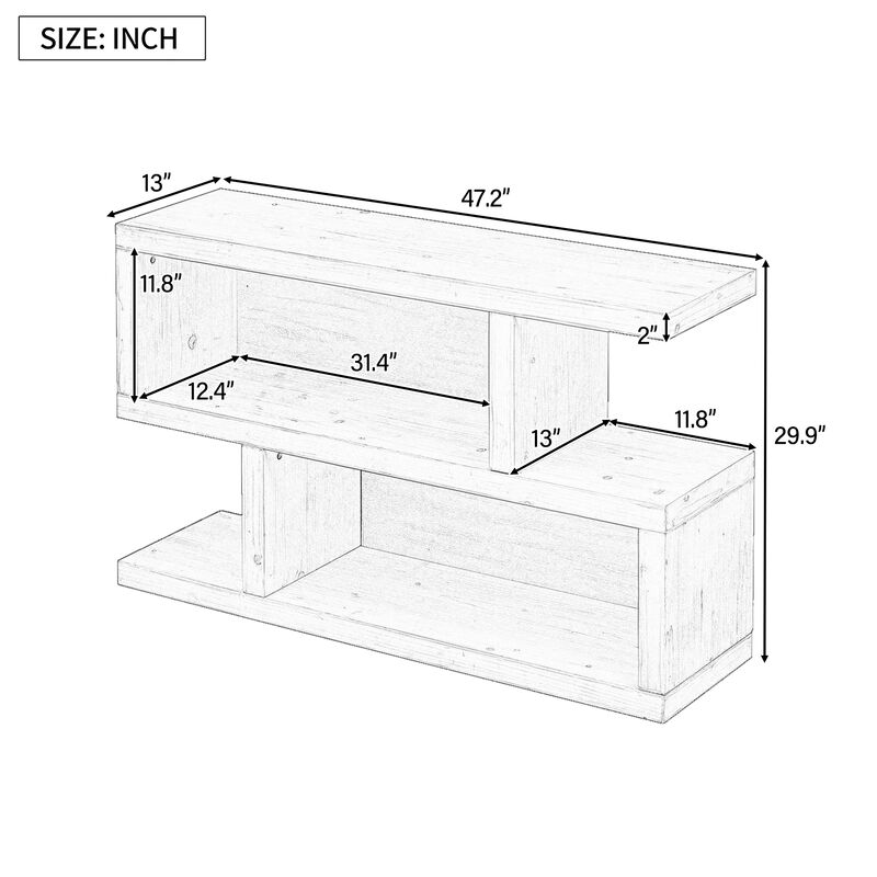 Merax Retro Console Table with 2-Tier Open Shelf