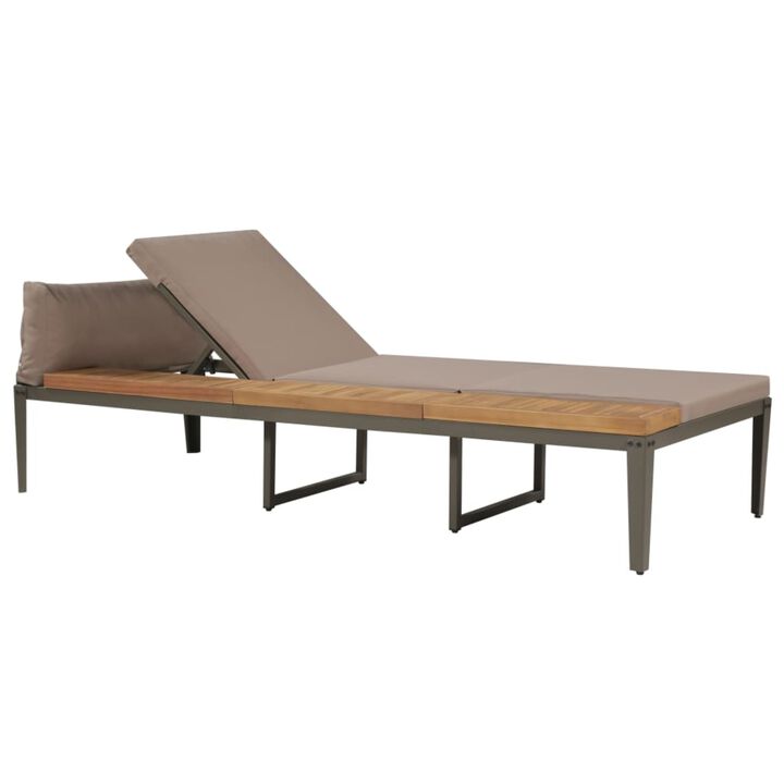 vidaXL Sun Lounger with Cushions Solid Acacia Wood Brown