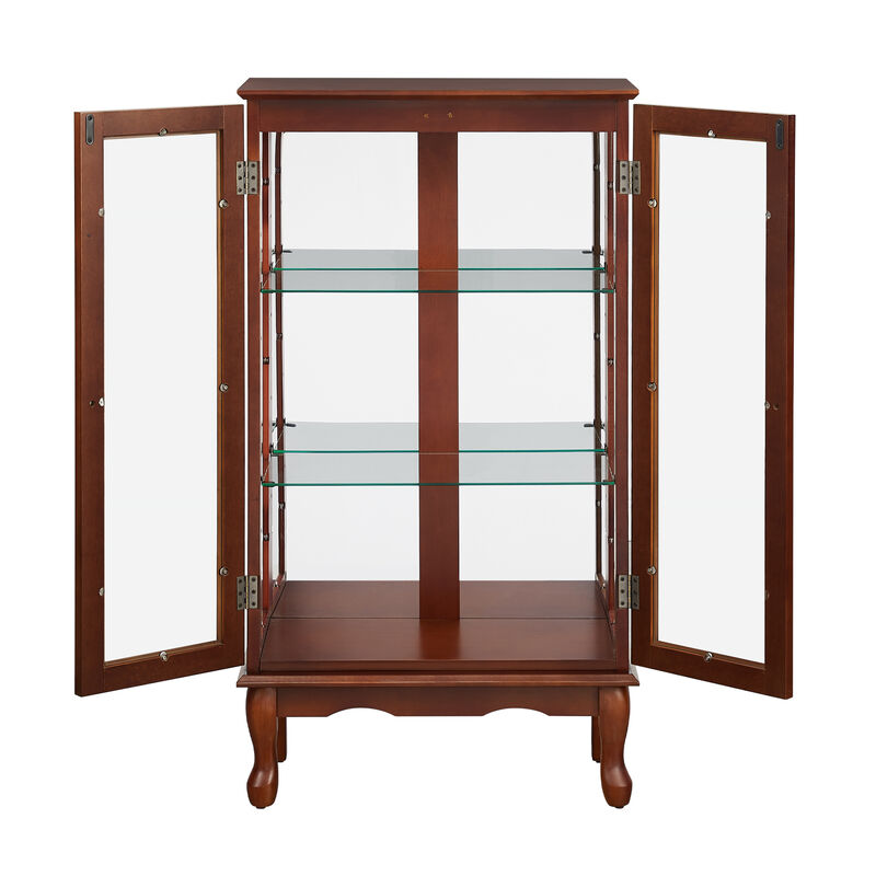 Curio Cabinet Lighted Curio Diapaly Cabinet With Adjustable Shelves And Mirrored Back Panel