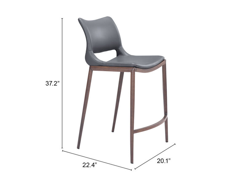 Ace Counter Stool (Set of 2) Dark Gray & Walnut