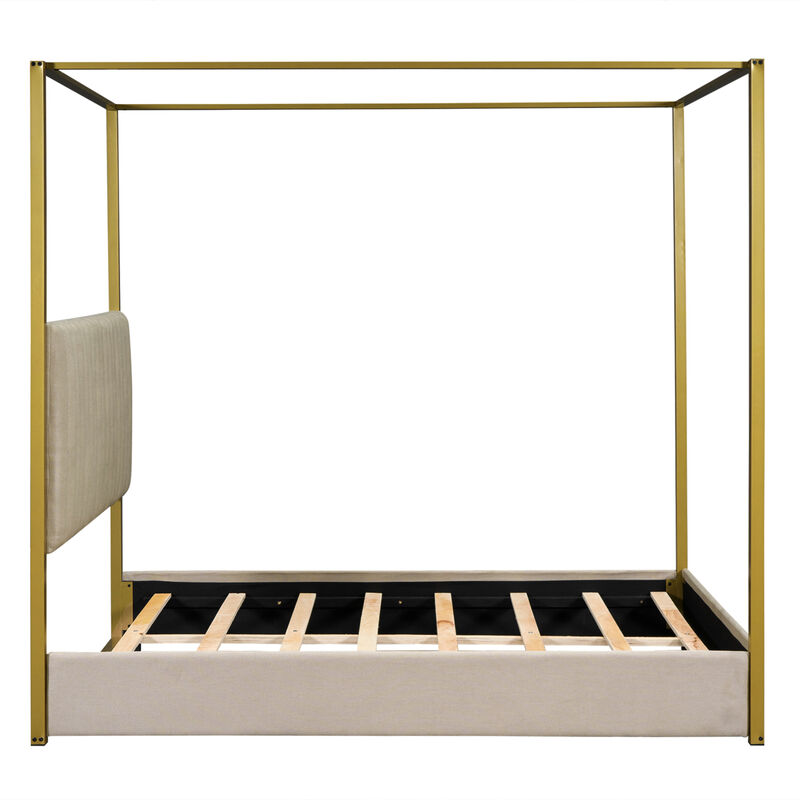 Merax Upholstery Canopy Platform Bed