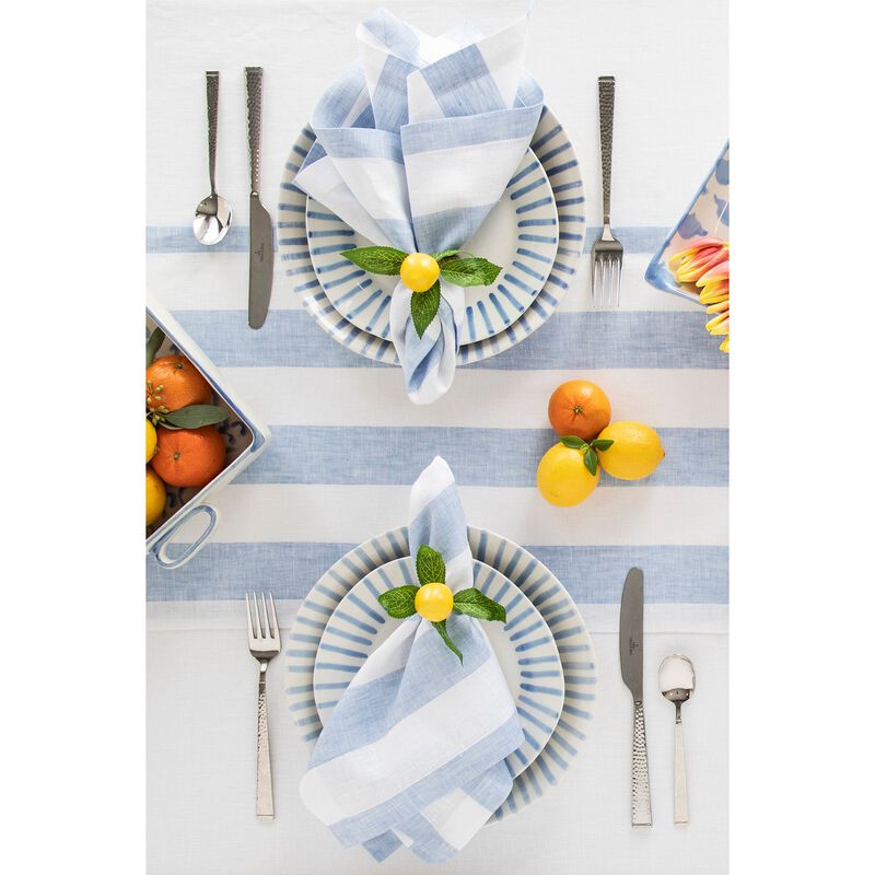 Solino Home 100% Pure Linen Table Runner | Cabana Stripe for Spring & Easter