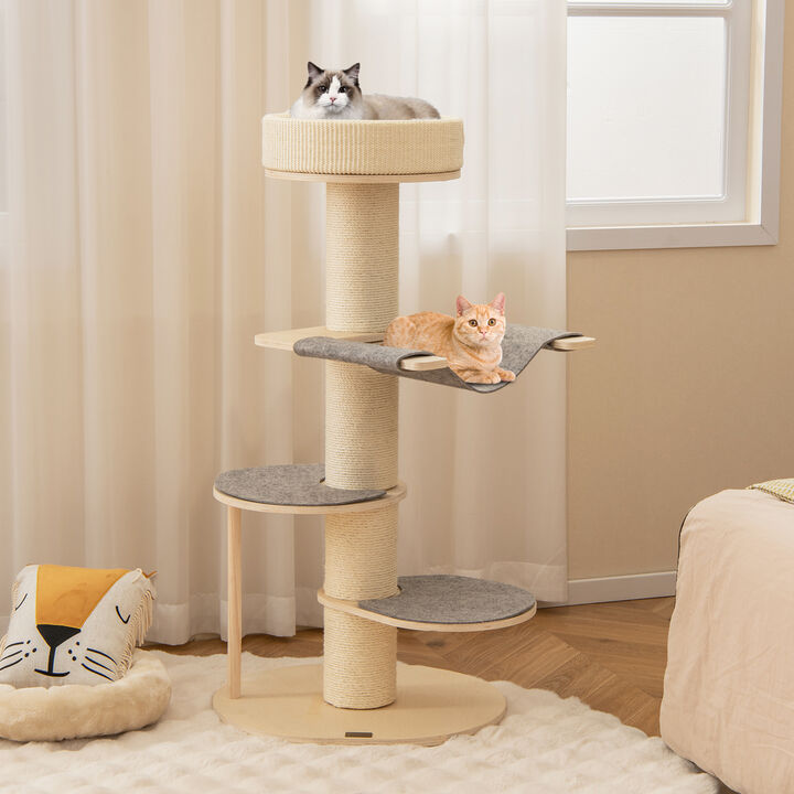 47" Cat Tree for Indoor Cats with Durable Sisal Scratching Posts & Cozy Perches