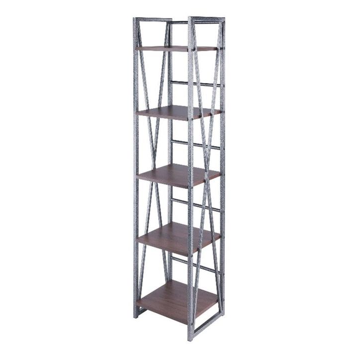Isa 5-Tier Shelf, Graphite and Walnut