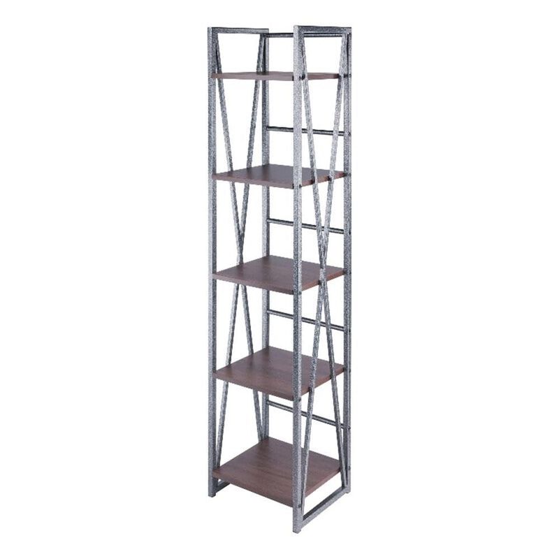 Isa 5-Tier Shelf, Graphite and Walnut