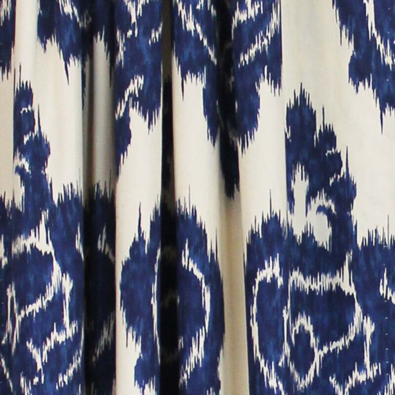 RLF Home Flame Large Damask Flame Design Pair Of Lined Panels 3" Rod Pocket (Pair) 100" x 84" Navy Blue/Ivory