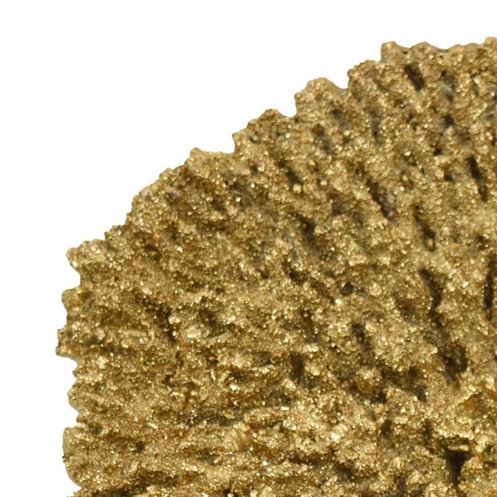 Gito Coral Sculpture Accent Decor, Black Base and Gold Resin 10 Inch - Benzara
