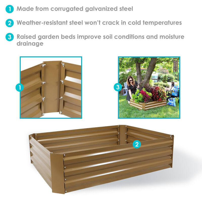 Sunnydaze Galvanized Steel Rectangle Raised Garden Bed - 47 in