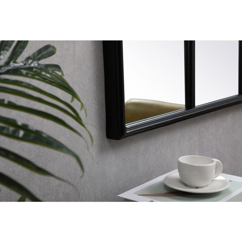Elegant Decor Metal windowpane mirror 36 inch x 53 inch in Black
