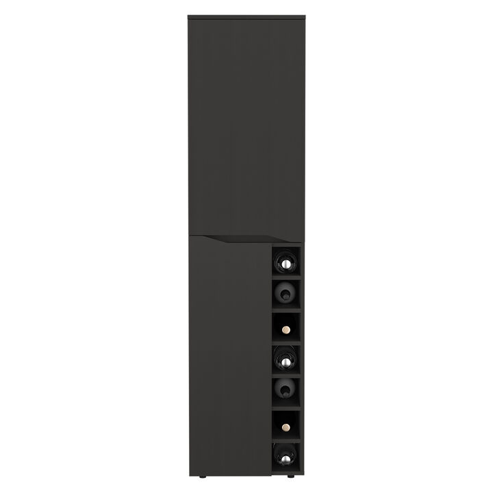 DEPOT E-SHOP Haora Tall Bar Double Door Cabinet, Seven Built-in Wine Rack, One Mobile Shelf, Two Interior Shelves, Black
