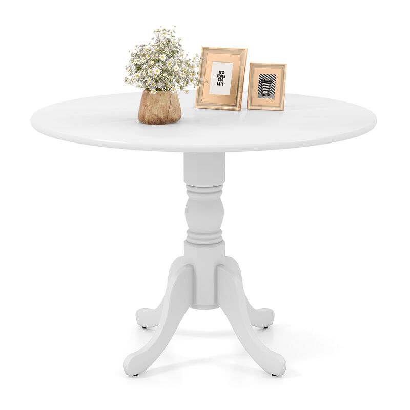 Wooden Dining Table with Round Tabletop and Curved Trestle Legs