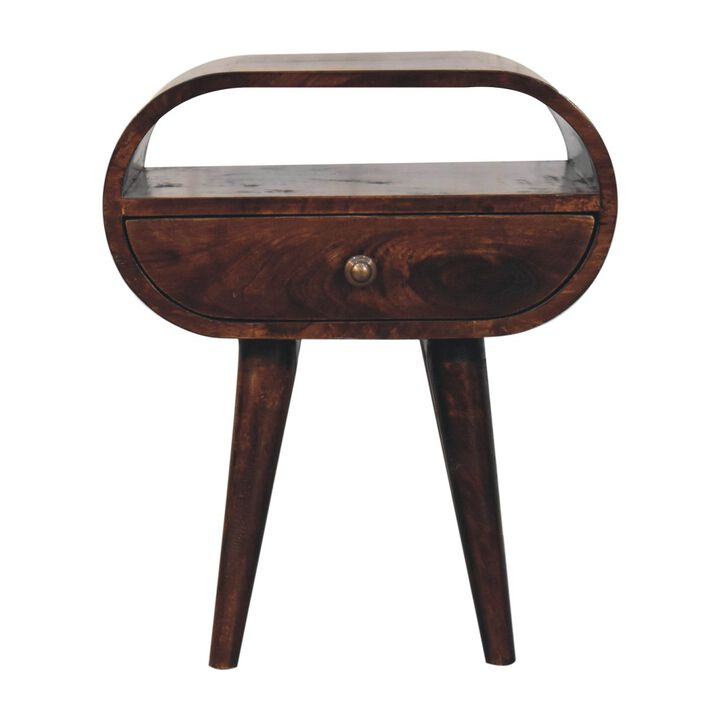 Artisan Furniture Solid Wood California Walnut Circular Bedside with Open Slot
