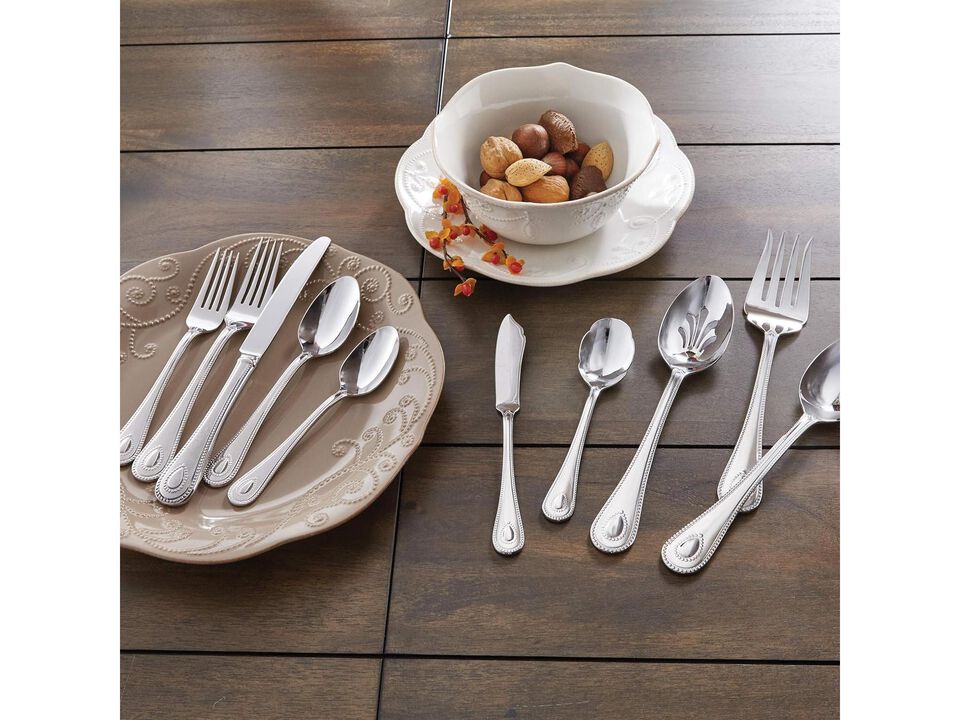 Lenox French Perle 65-Piece Flatware Set, Metallic