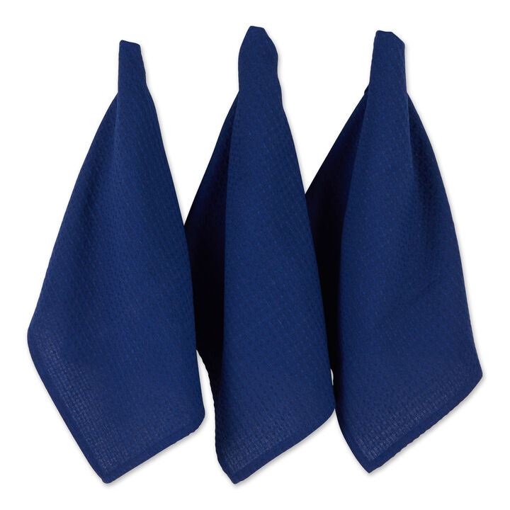 Set of 6 Blue Recycled Cotton Waffle Dish Towel  26"