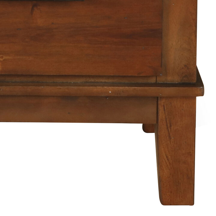 Wooden Nightstand with Chamfered Legs and 2 Spacious Drawers, Brown - Benzara