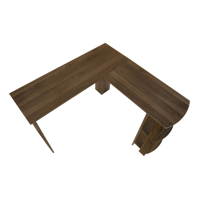 Monarch Specialties I 7721 Computer Desk, Home Office, Corner, Storage Shelves, 48"L, L Shape, Work, Laptop, Laminate, Brown, Contemporary, Modern