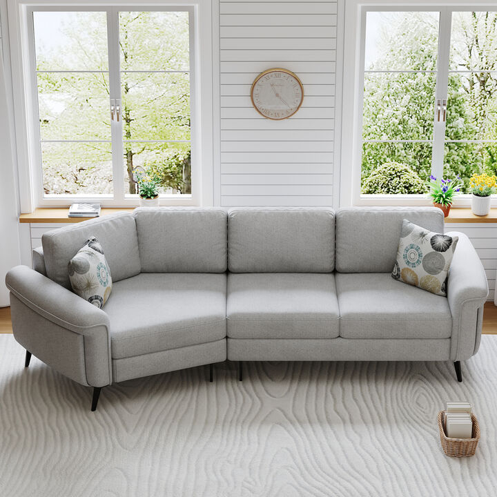 Merax Upholstered 3-seater Sofa Curved Sofa Couch